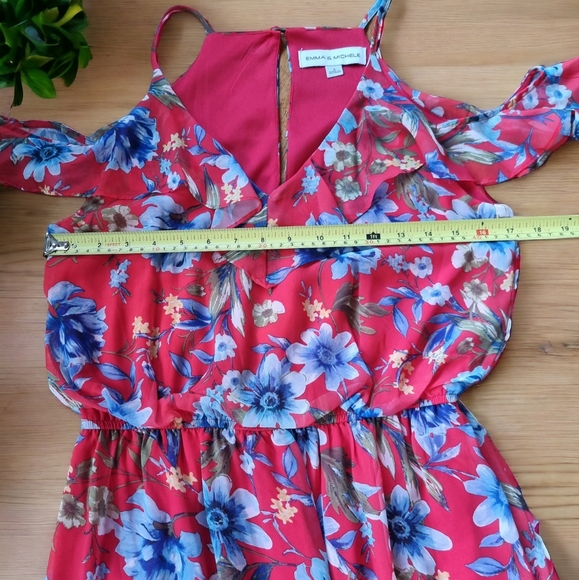 Emma & Michelle Floral Ruffled Cold Shoulder Maxi Dress - Picture 9 of 12